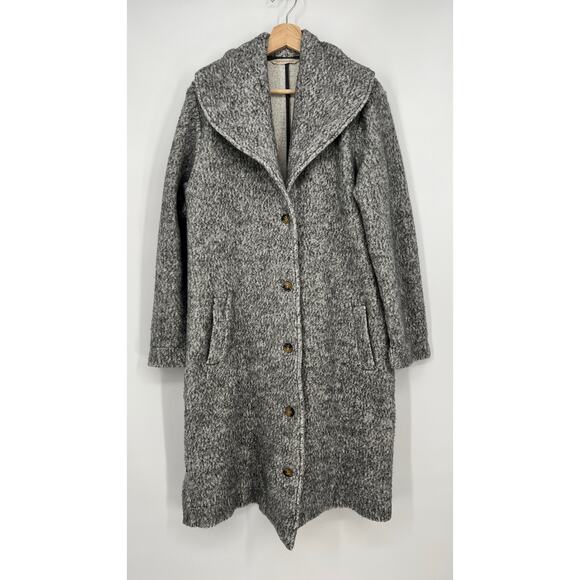 Soft Surroundings Sweater Coat Women M Heathered Gray Long Coatigan Shawl Collar - Picture 1 of 10